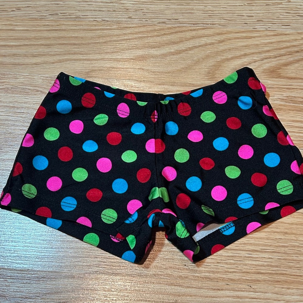 Natalie Dancewear Girls Polka Dot Gymnastics Dance Shorts Black Multi Size 4-6